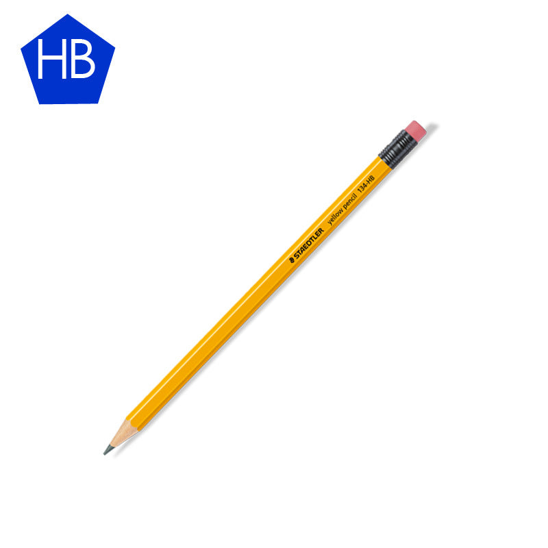STAEDTLER 134 gelbe Bleistifte mit Radiergummi, ungespitzt HB/2B, 12er-Pack