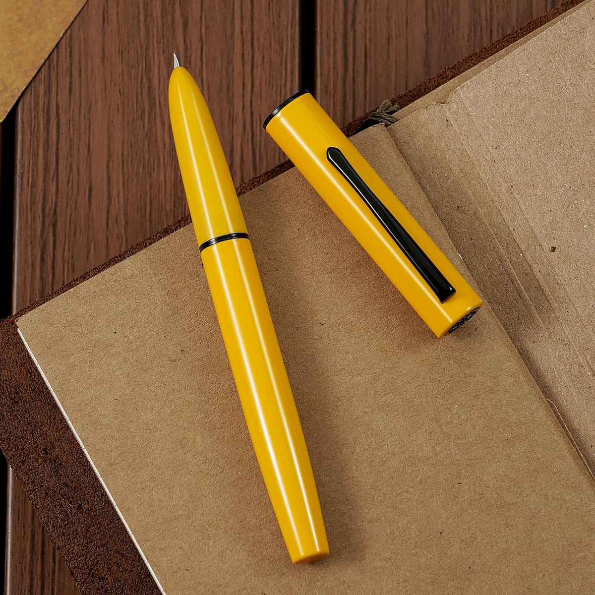 Hongdian C1 Fountain Pen Classic Retro Metal Pen with Ink Converter Lemon Yellow