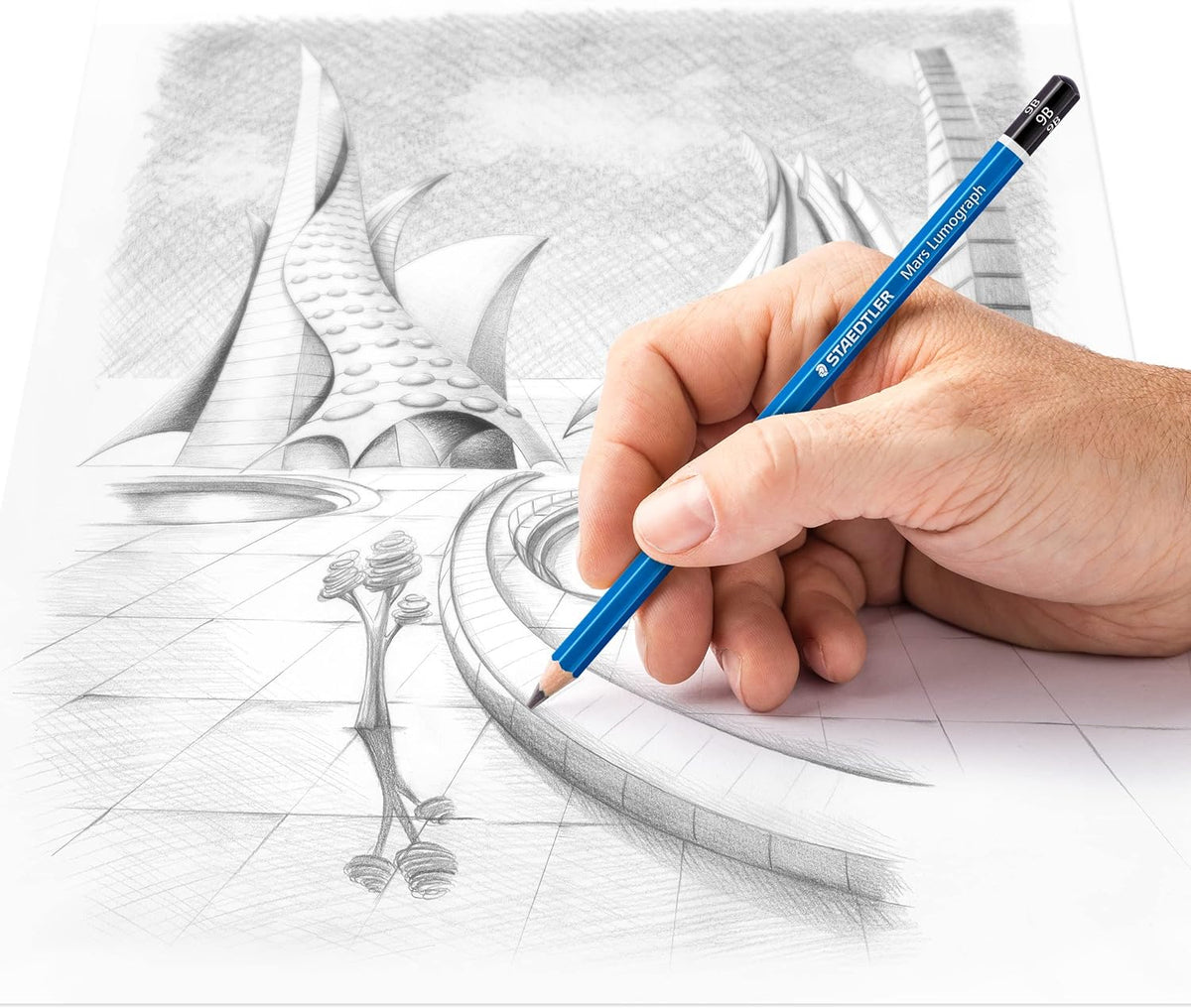 Staedtler 100 Mars Lumograph 9B Grafiet Art-tekenpotlood, 12 stuks