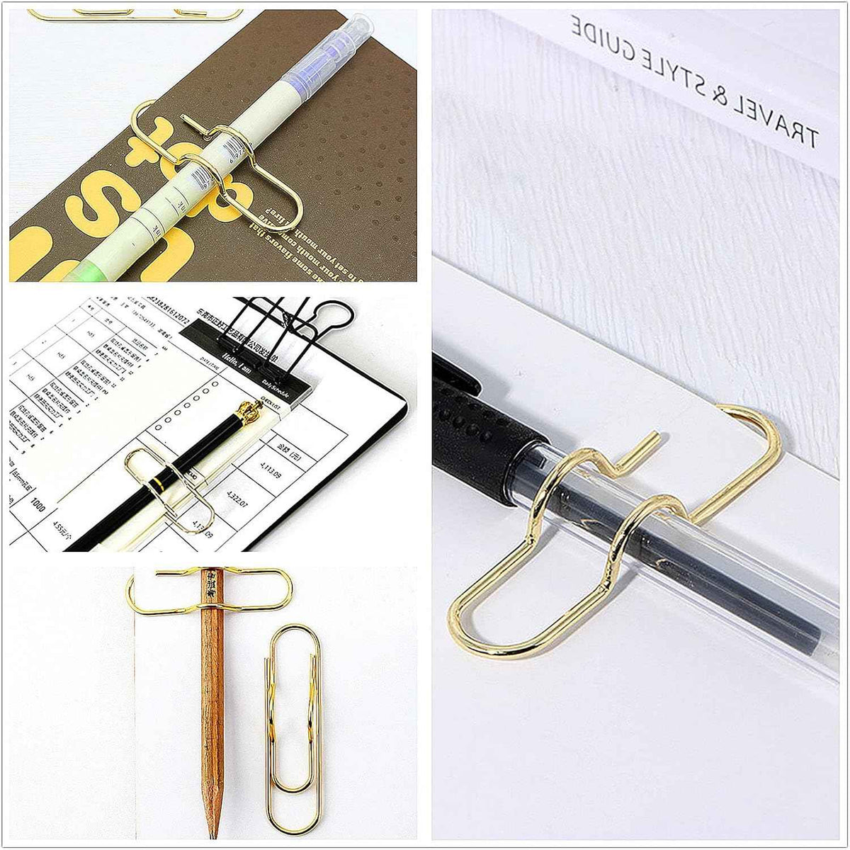 Metal Pen Clips Holder Gold/Silver/Rose Gold - 12 Pack