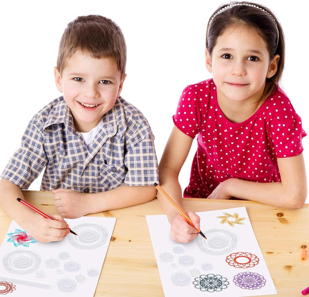 Spiral Art Gear Drawing Circle Template with Pen Paper Ruler