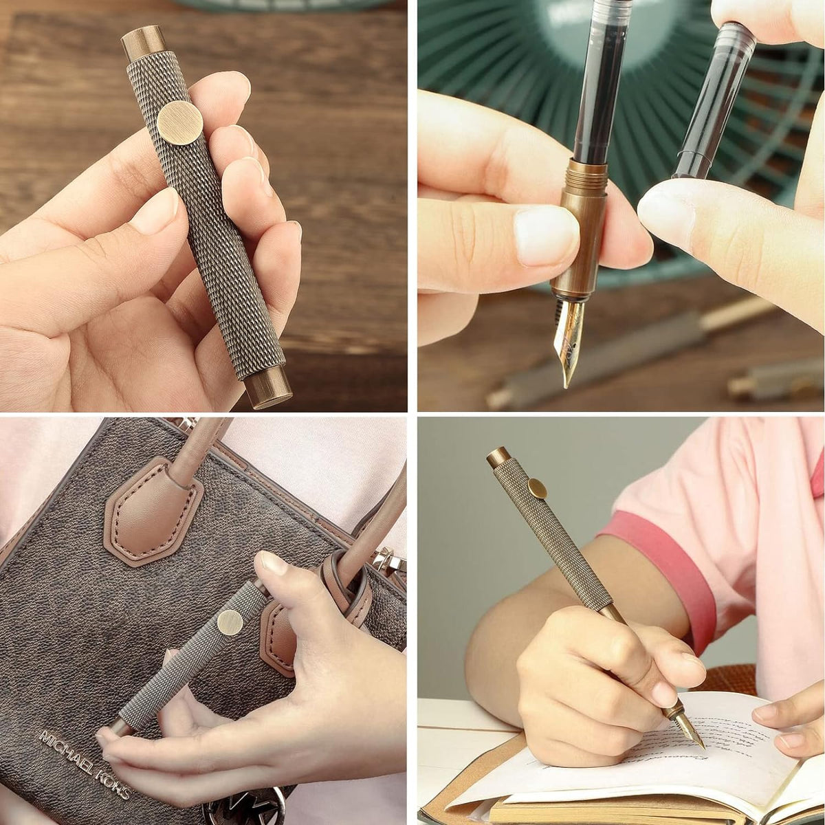 Retro Brass Metal Mini Pocket Short Fountain Pen