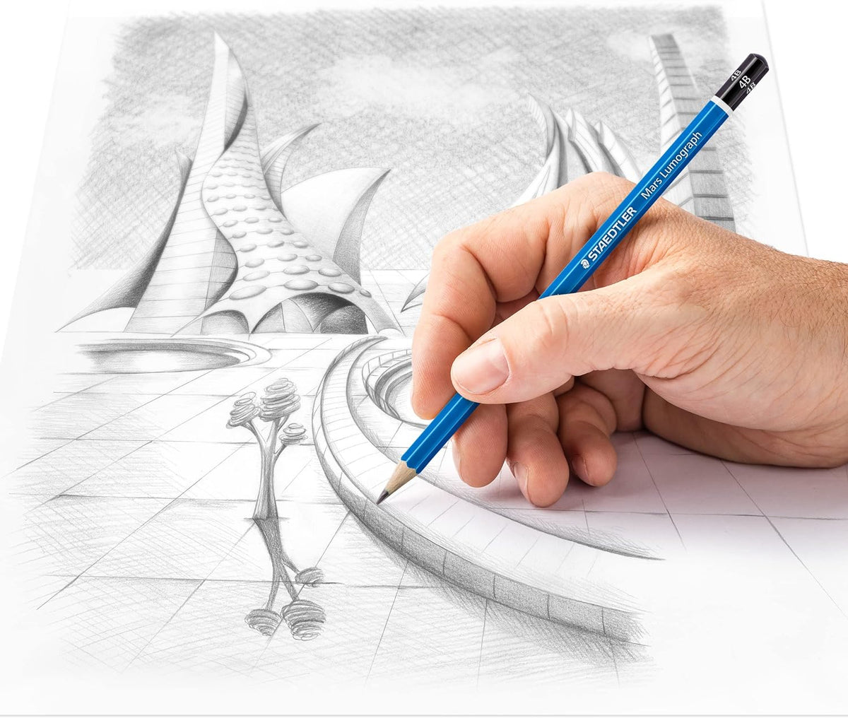 Staedtler 100 Mars Lumograph 4B Crayon à dessin en graphite, paquet de 12