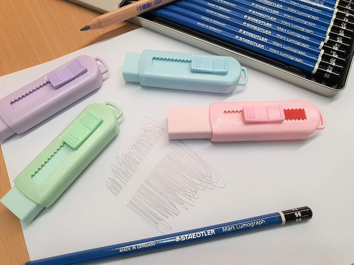 Staedtler Gleitstift-Radiergummi mit Kunststoffhülle, Pastellfarben, 4er-Pack