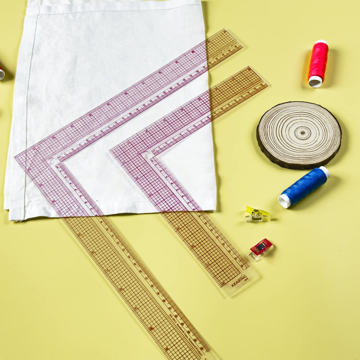 8 and 12 Inch L-Square Ruler for Pattern Making,Fabric Sewing