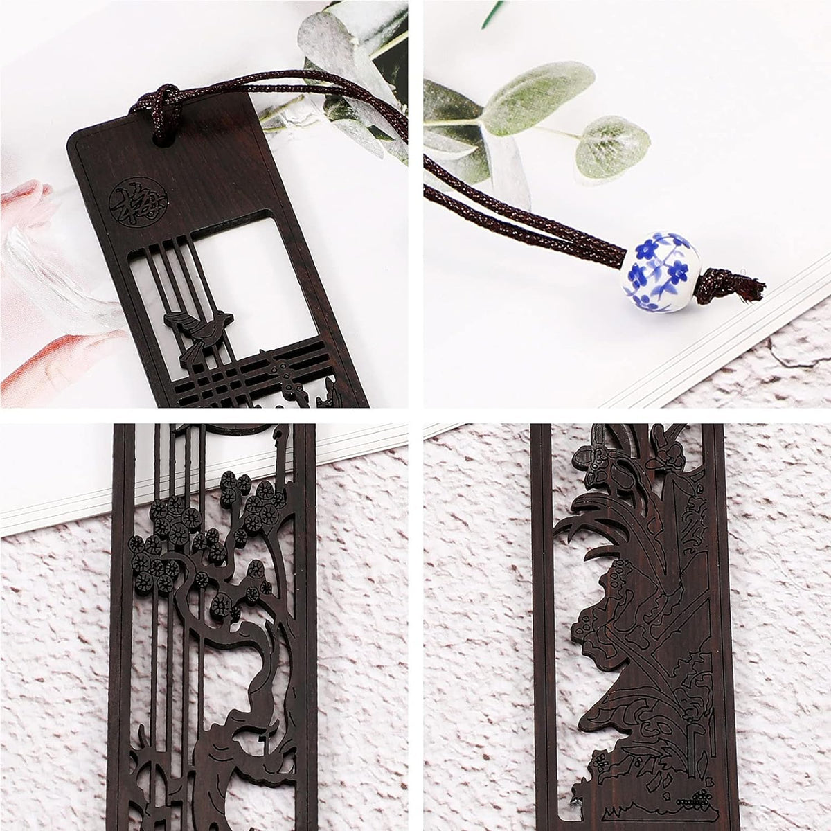 Wood Bookmark Gift Box Hollow Style 4 Pack