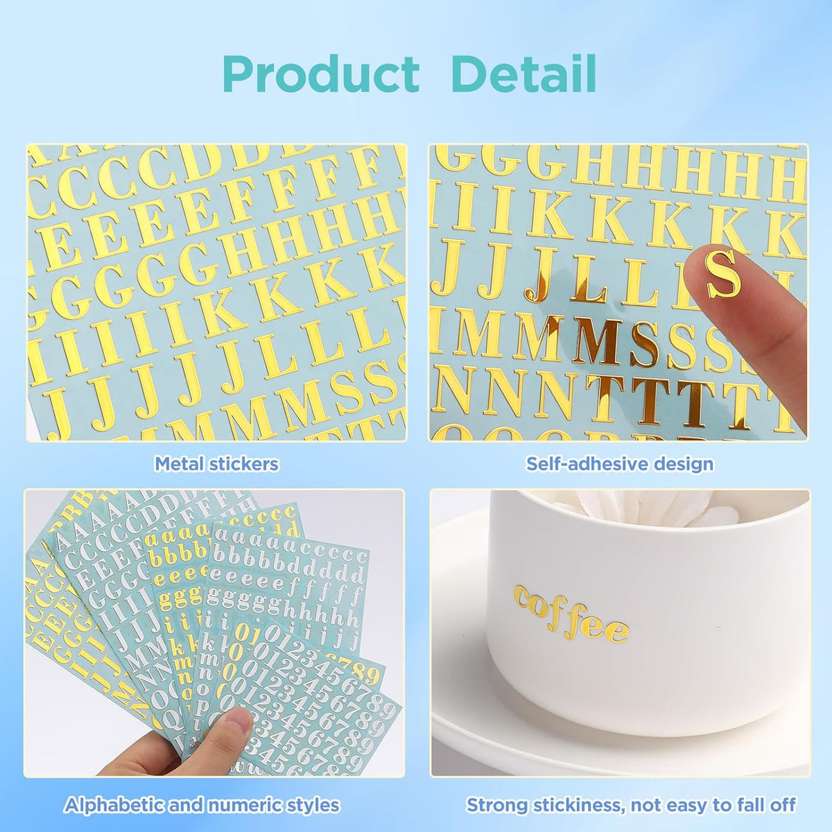 9mm Alphabet Number Stickers Self Adhesive 6 Sheets