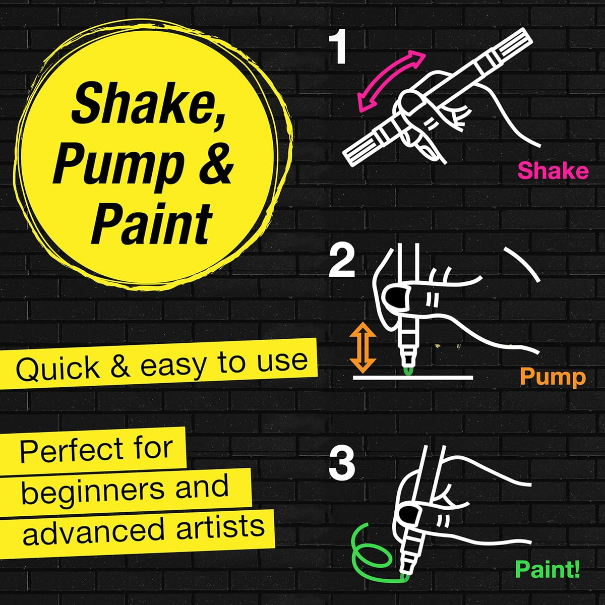 Faber-Castell Shake & Paint Acrylic Paint Markers 4 Color Neon