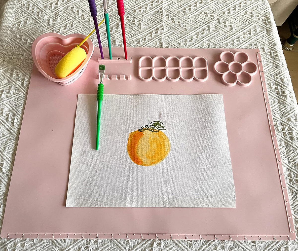 Silicone Painting Mat with Cup and Paint Holder