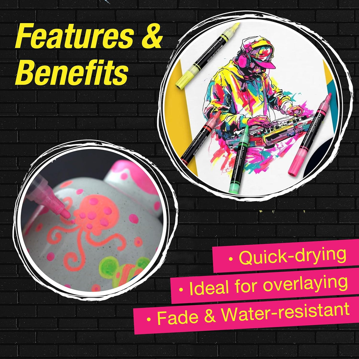 Faber-Castell Shake & Paint Acrylic Paint Markers 4 Color Neon