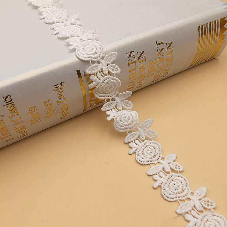 1.5-2.5cm Milk Silk Embroidered Lace Trim for Women’s Fashion 10 Yards White 1