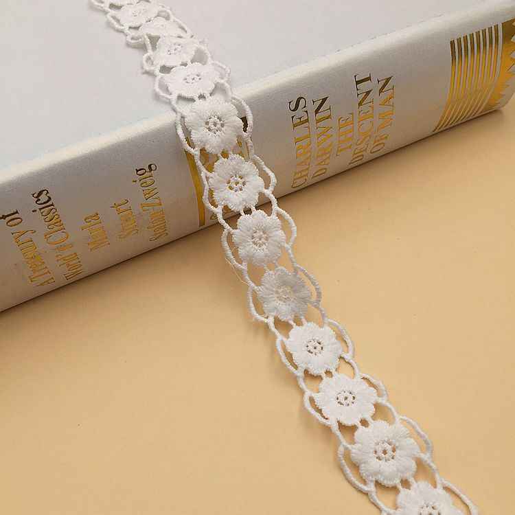 1.5-2.5cm Milk Silk Embroidered Lace Trim for Women’s Fashion 10 Yards White 3
