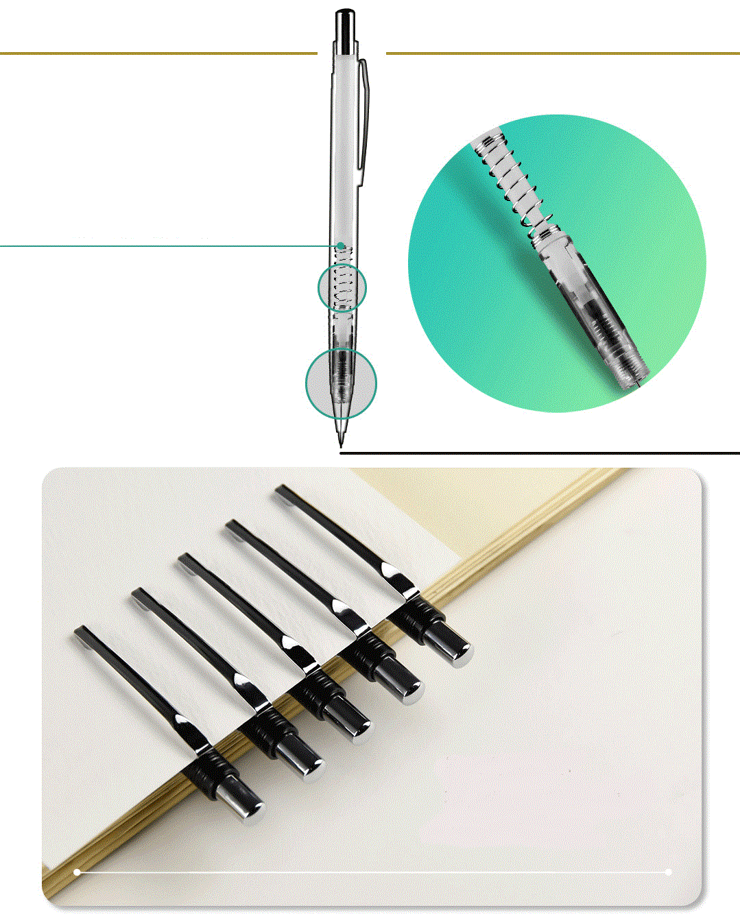 REMSONG AP-237 Porte-mines automatique - 0,5 mm - Noir - Paquet de 3