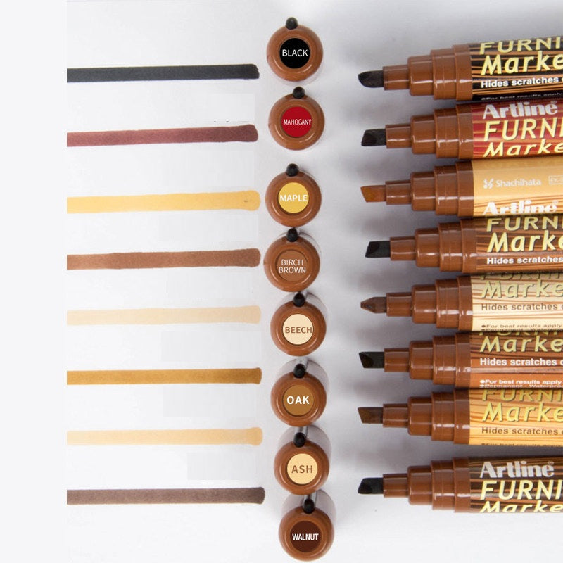 Artline Wood Furniture Touch-Up Markers, Oil-Based, 8-Color Repair Set