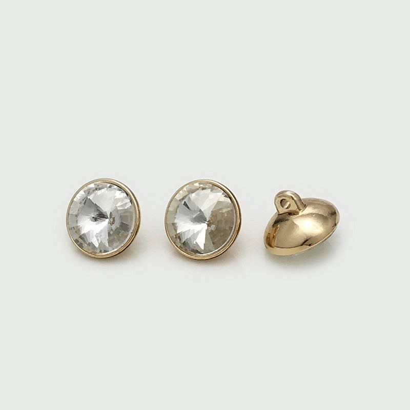 10-20mm Metal Buttons with Colorful Crystal and Shank 20pcs Gold