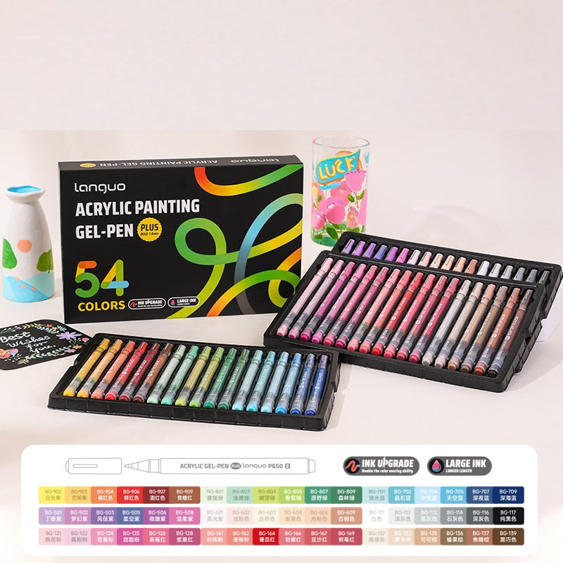 Languo Acrylic Gel Pens 1.0mm 36/54/72/90 Color Set for Art Journaling 54 Colors