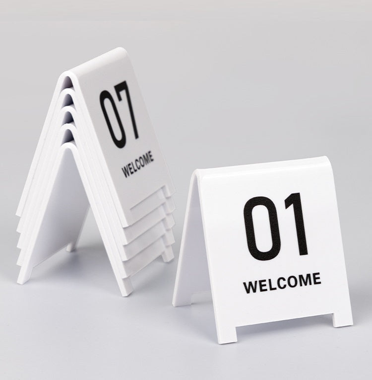 Acrylic V-Shape Table Number Cards | Double-Sided Stand | Numbers 01–99 | Set of 5