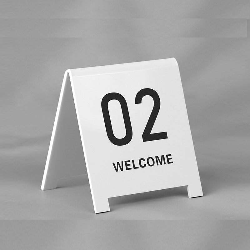 Acrylic V-Shape Table Number Cards | Double-Sided Stand | Numbers 01–99 | Set of 5 White