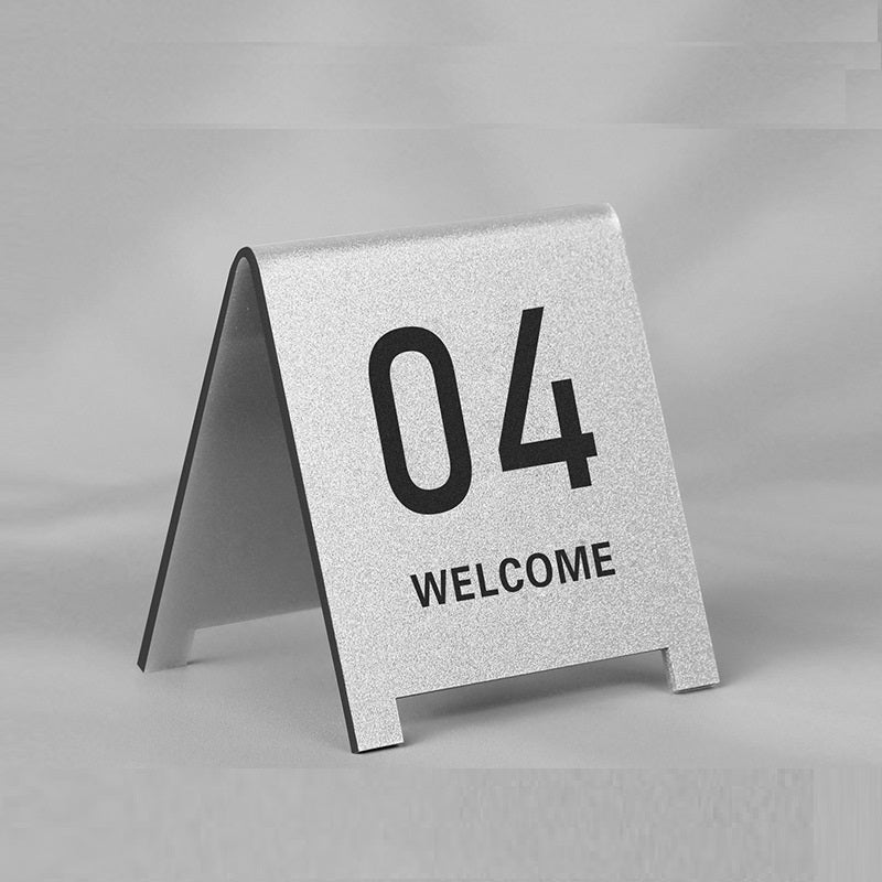 Acrylic V-Shape Table Number Cards | Double-Sided Stand | Numbers 01–99 | Set of 5 Silver