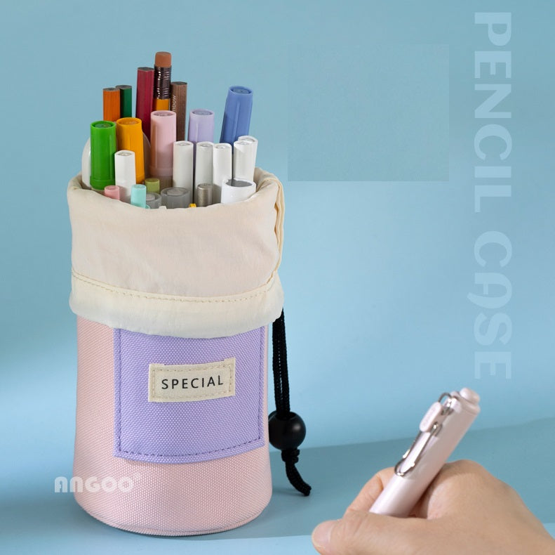 Angoo Drawstring Stand-Up Pencil Case 20-Marker Organizer Desk Pen Holder