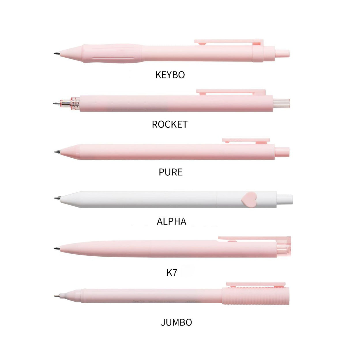 KACO Right Choice Gel Pen 0.5mm Black Ink 6 Pink Set