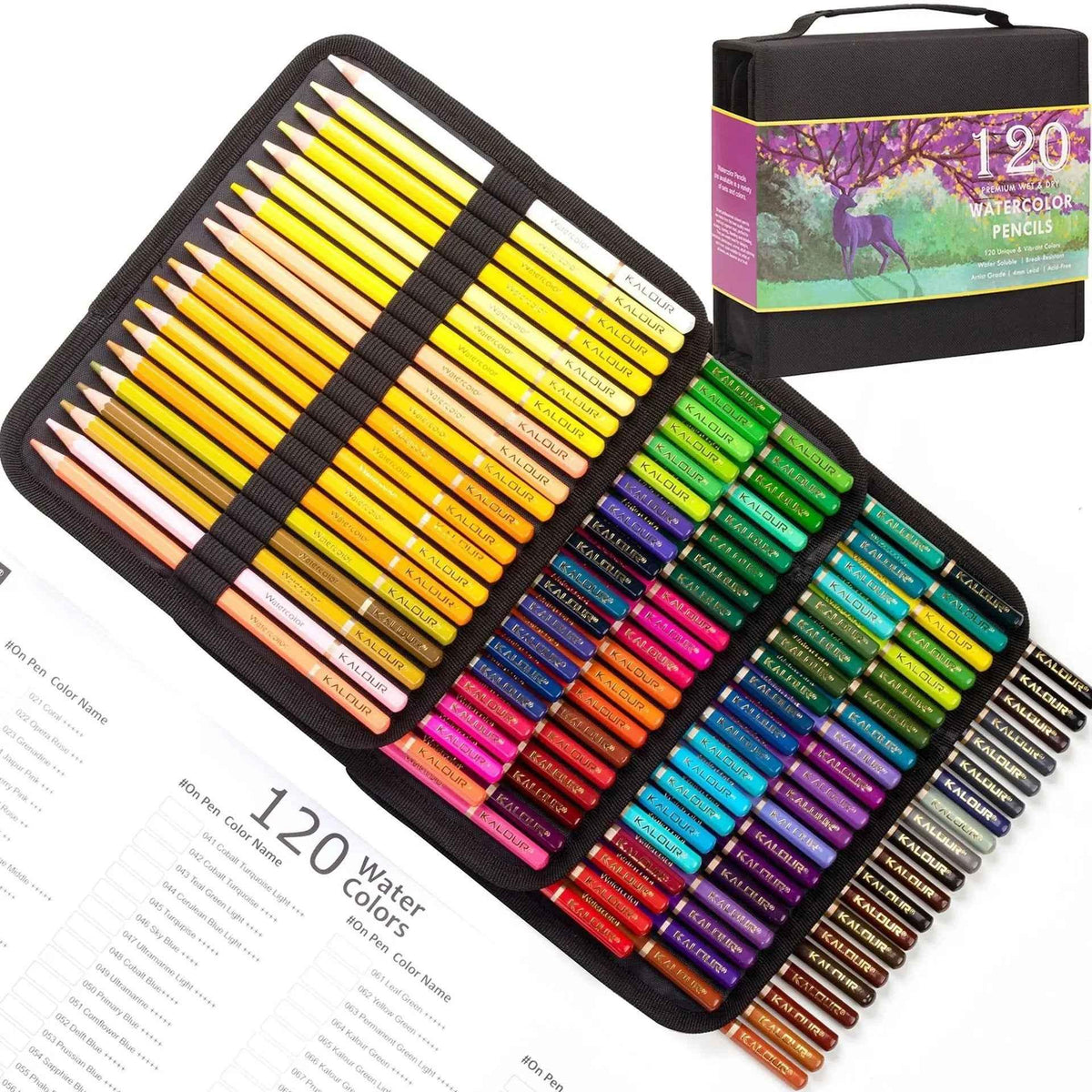 KALOUR 120 Aquarellstifte-Set mit Tragetasche