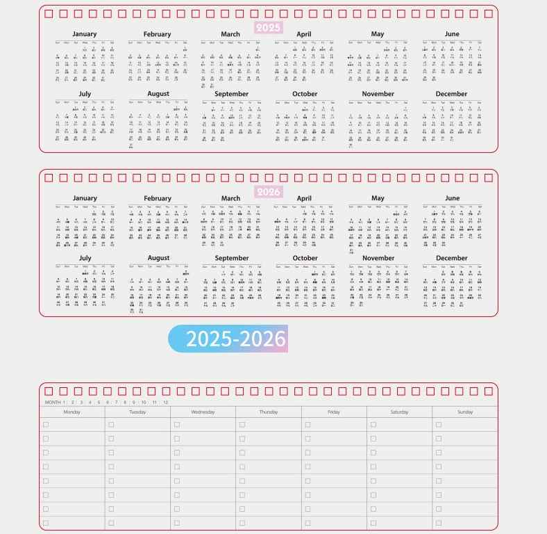 BEIFA Wirebound Undated Weekly Daily Planner Pad Scheduler - 2 Pack