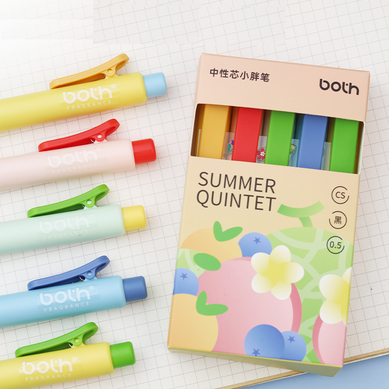BOTH Fruit Color 0.5mm Click Gel Pens Mini Pocket 5-Pack