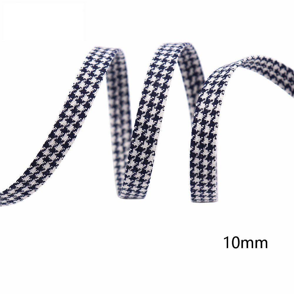 10/25/38MM Cotton Houndstooth Bias Tape Bow Ribbons 8 Color 40M Pack