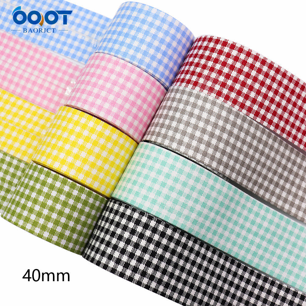 10/25/40mm Checkered Handmade Bow Ribbon 8 Color Pack 40mm