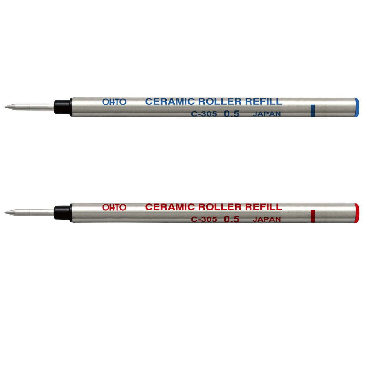 OHTO Ceramic Roller Pen Refills C-305,Red+Blue Ink,0.5mm,2-Pack