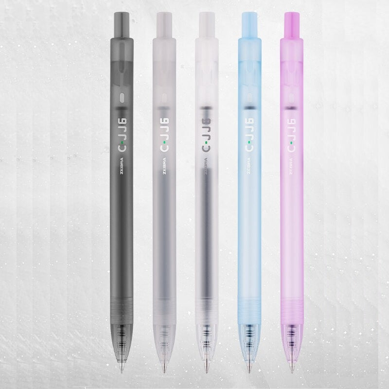 ZEBRA JJ6 Frosted Limited Edition Gel Pens, 0.5mm Quick-Drying Black Ink, 5-Pack