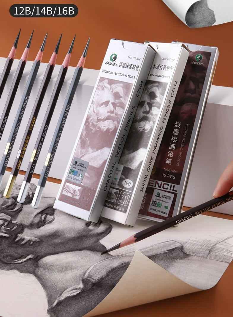 Maries 12-pack kolpennor Pitt Graphite Matt 12B/14B/16B