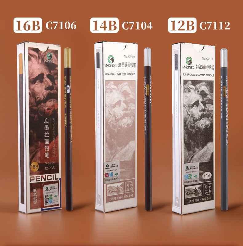 Maries 12-pack kolpennor Pitt Graphite Matt 12B/14B/16B