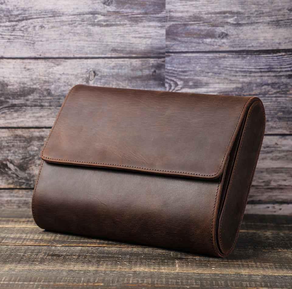 Leather Watch Roll Case 6 Spor Oppbevaringsboks