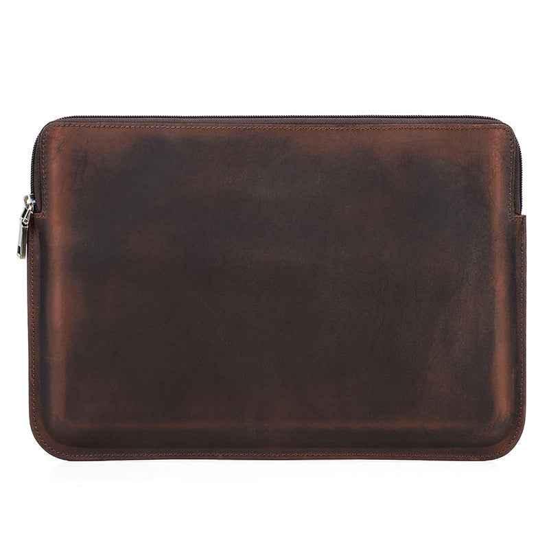 Housse fine en cuir pour ordinateur portable 13,3 pouces avec 2 poches zippées