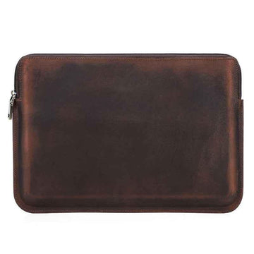 Housse fine en cuir pour ordinateur portable 13,3 pouces avec 2 poches zippées