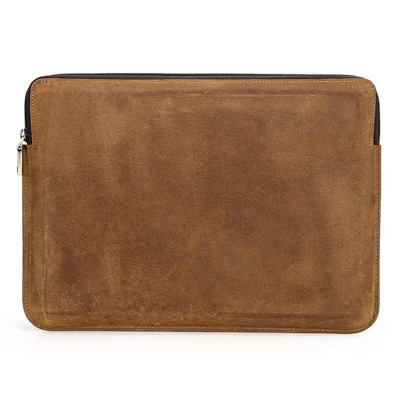 Housse fine en cuir pour ordinateur portable 13,3 pouces avec 2 poches zippées