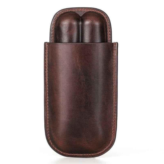 Skórzane etui na cygara Humidor podróżny na 2 cygara