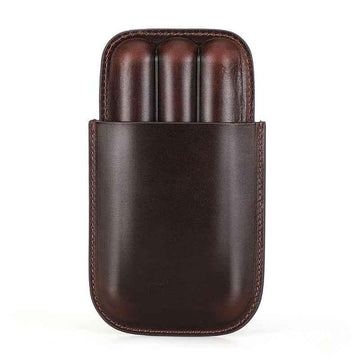 Sigaretui i skinn Travel Humidor for 3 sigarer
