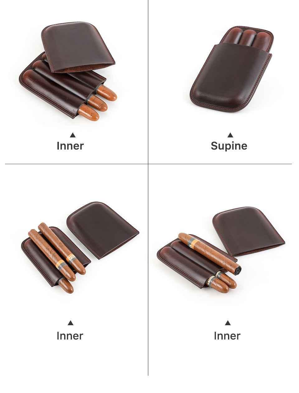 Sigaretui i skinn Travel Humidor for 3 sigarer