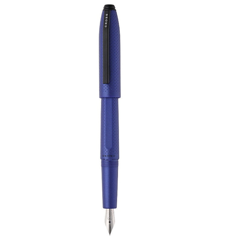 CROSS Prism Fountain Pen | Faceted Matte Resin Barrel | Chrome-Plated Steel F Nib | Converter Included Dark Blue
