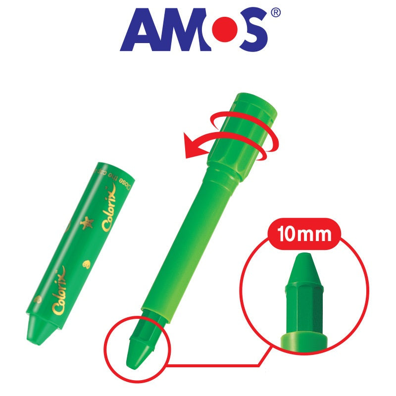 AMOS silkefargestift Colorix 3-i-1 fargestift, pastell, akvarellpenn 12 farger