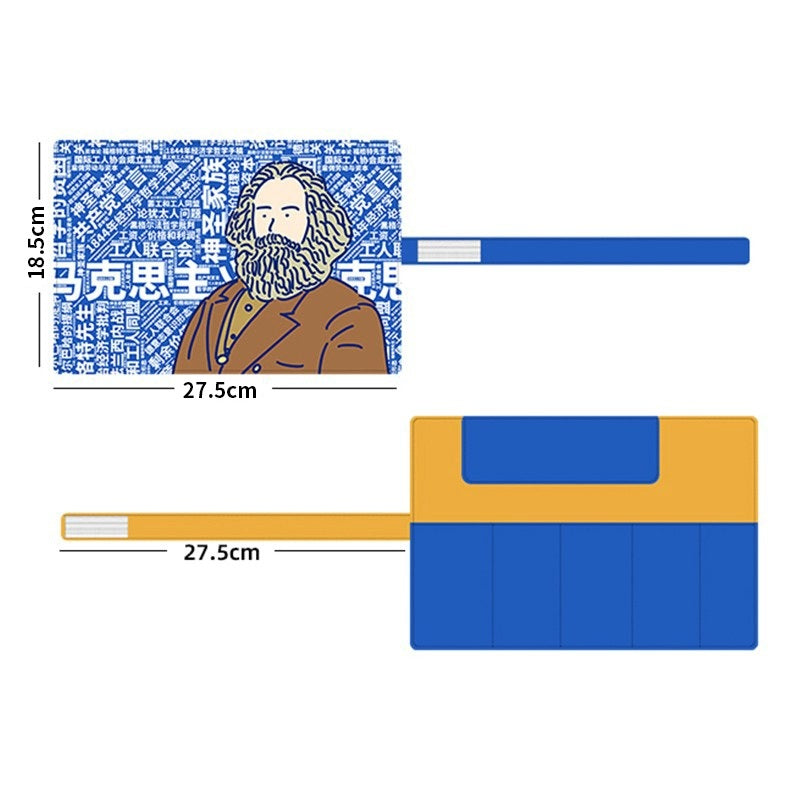 Hand-Painted Chinese Marxist Calligraphy Brush Pen Roll Pouch