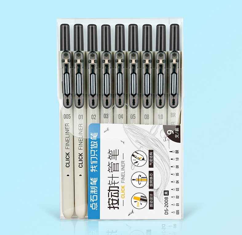 Click Fineliner Pens Black Pigment Ink Micro Drawing 9 Size