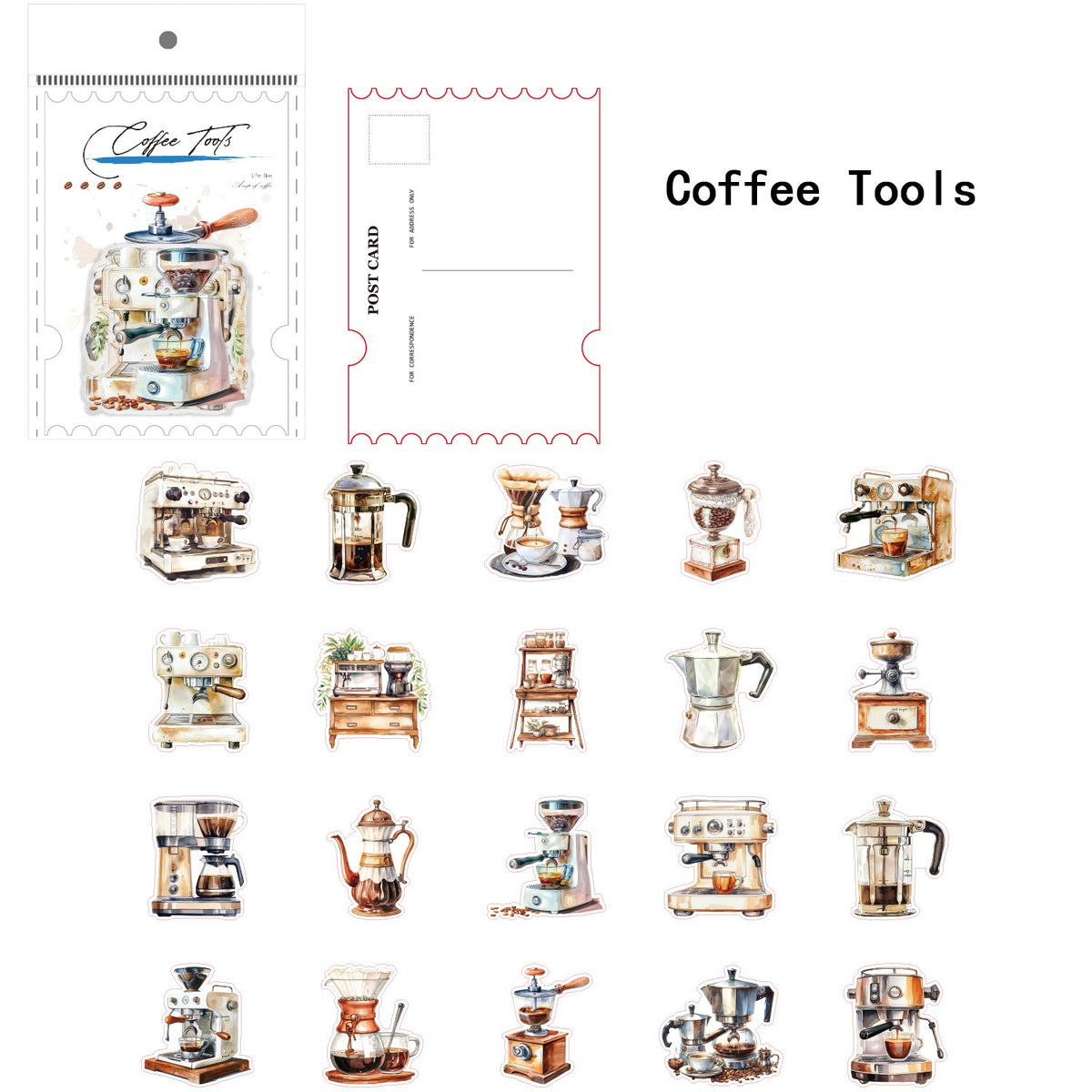 Coffee Lovers PET Sticker Set 120 Adhesive Decals for Journals Planners