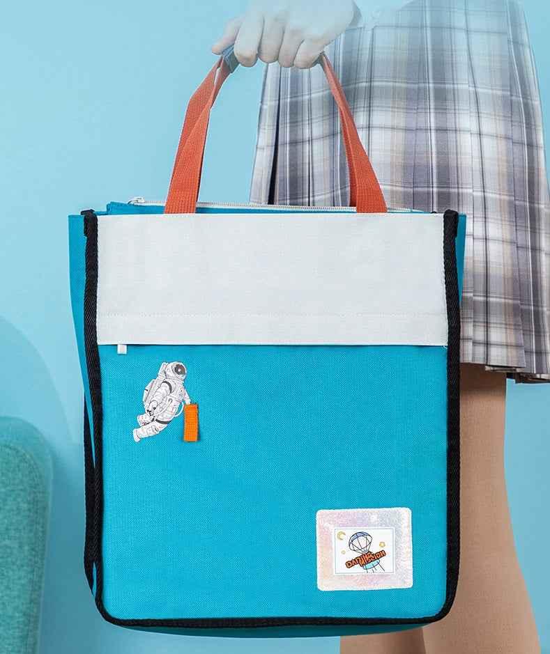 DELI Astronaut Foldable Oxford Fabric Book Tote Bag with Zipper