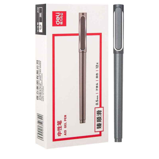 DELI A13 Gel Pens Quick Dry Black Ink 0.5mm 12 Pack