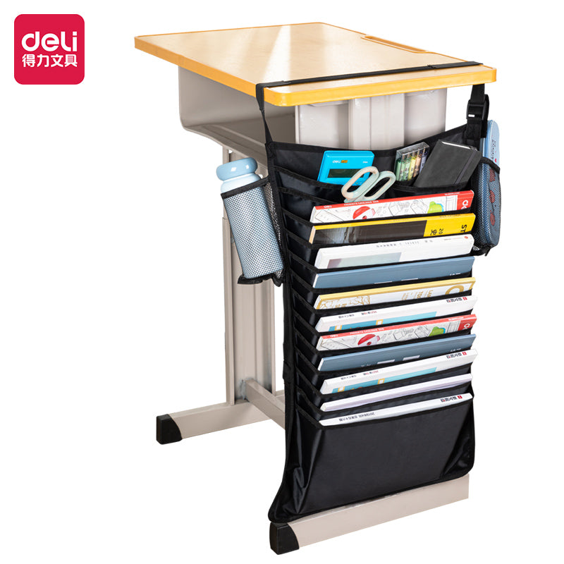 DELI Sac de rangement suspendu sur le côté du bureau avec porte-bouteille d'eau 13 couches