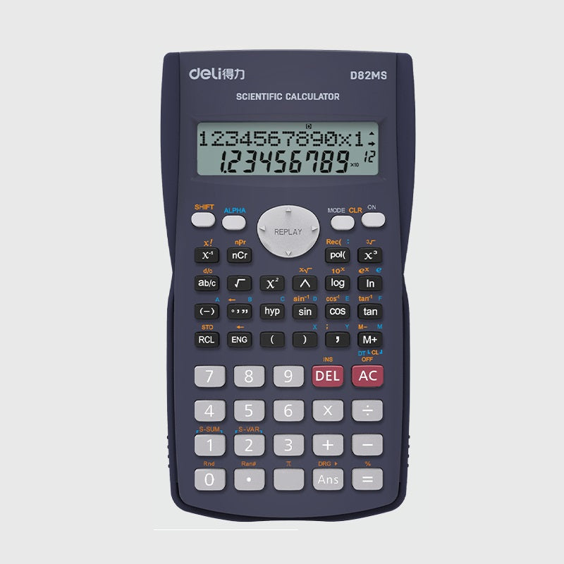DELI D82MS Scientific Calculator - 240 Functions with 2-Line Display Dark Blue